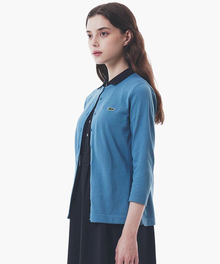 LACOSTE「UVカット 吸水速乾 ウォッシャブル COOLMAX クールマックス 7部袖 ニットカーディガン」|カーディガン|