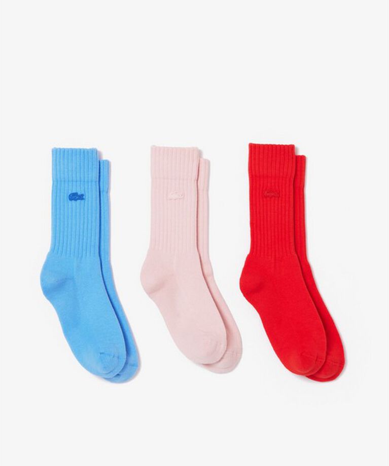 LACOSTE「シャーベットカラーリング3Pソックス」|ソックス|レッド