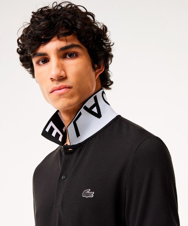 LACOSTE「オーガニックコットン ミニ鹿の子 通気性 ストレッチ ジャカードリブニットカラーポロシャツ」|ポロシャツ|