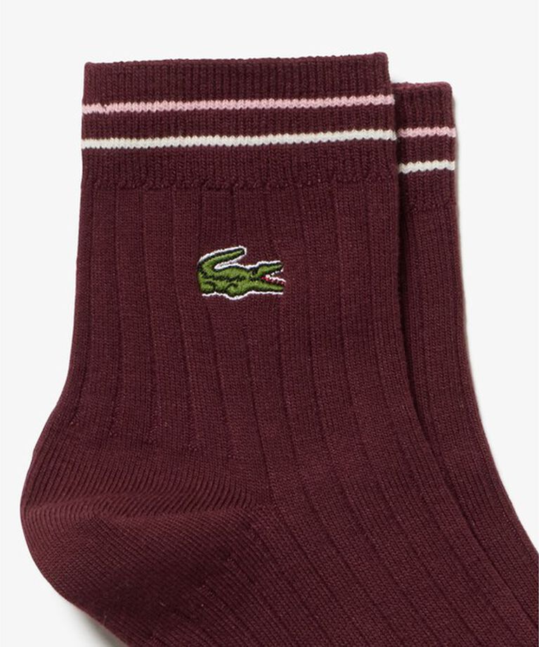 LACOSTE「配色ダブルラインリブニットソックス 22-24cm」|ソックス|