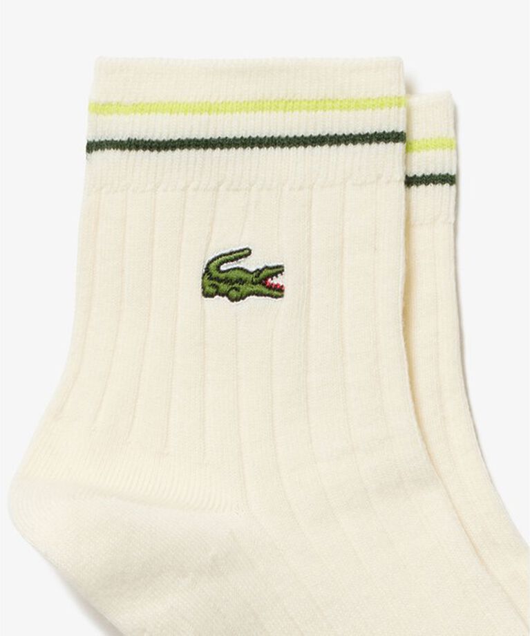 LACOSTE「配色ダブルラインリブニットソックス 22-24cm」|ソックス|