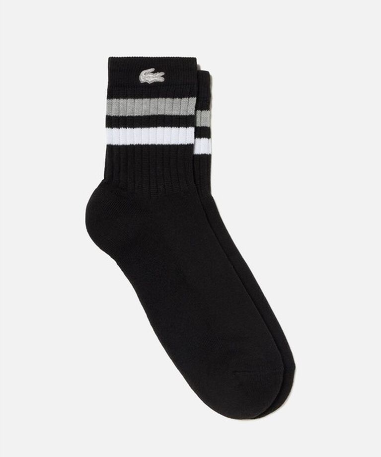 LACOSTE「ラインドアメリブショートソックス」|ソックス|ブラック