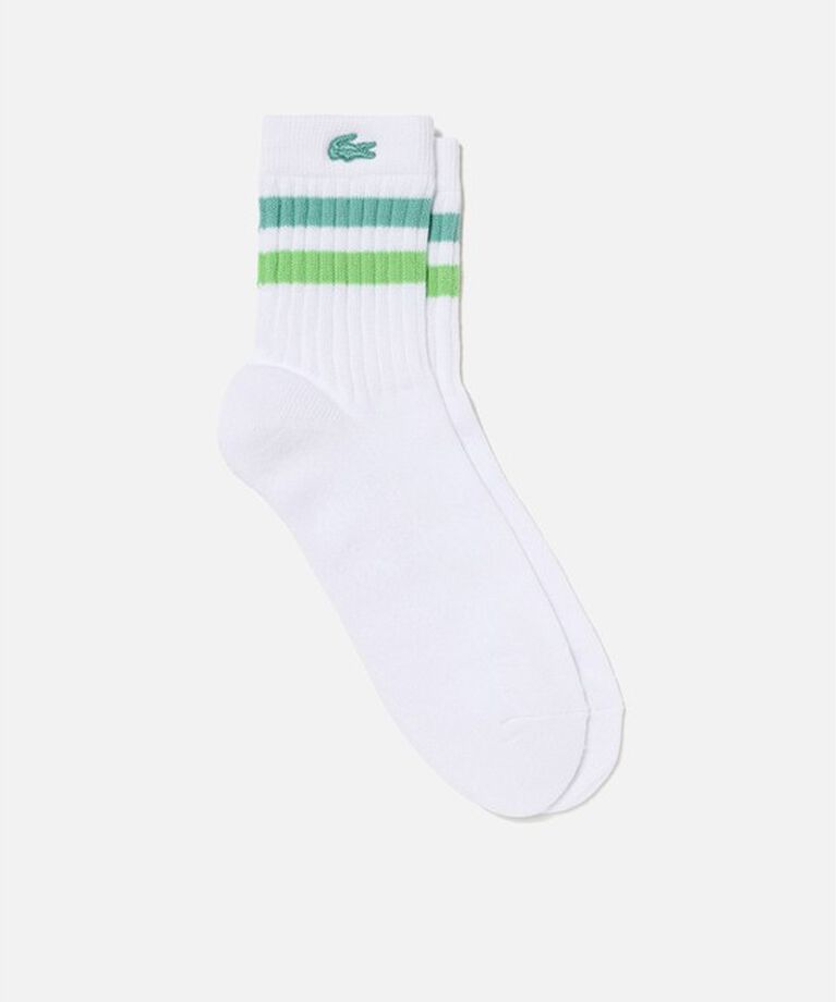 LACOSTE「ラインドアメリブショートソックス」|ソックス|ホワイト×グリーン