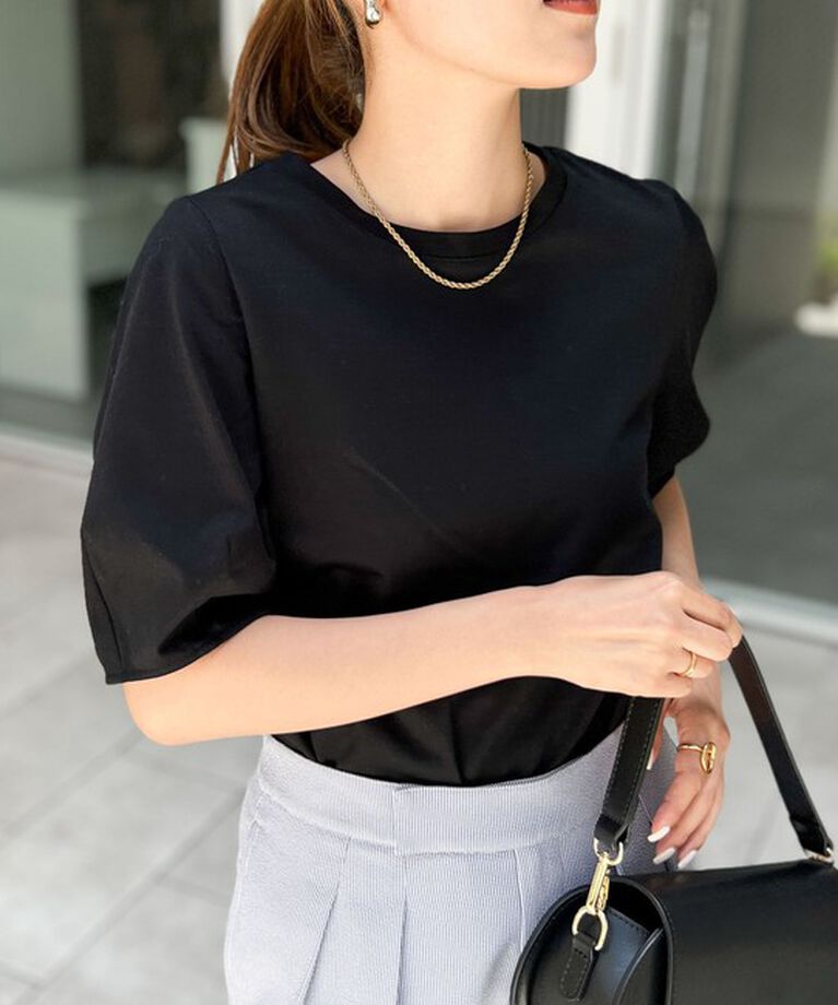 NOLLEY'S「BASIC 5分袖プルオーバーカットソー」|Tシャツ・カットソー|ブラック