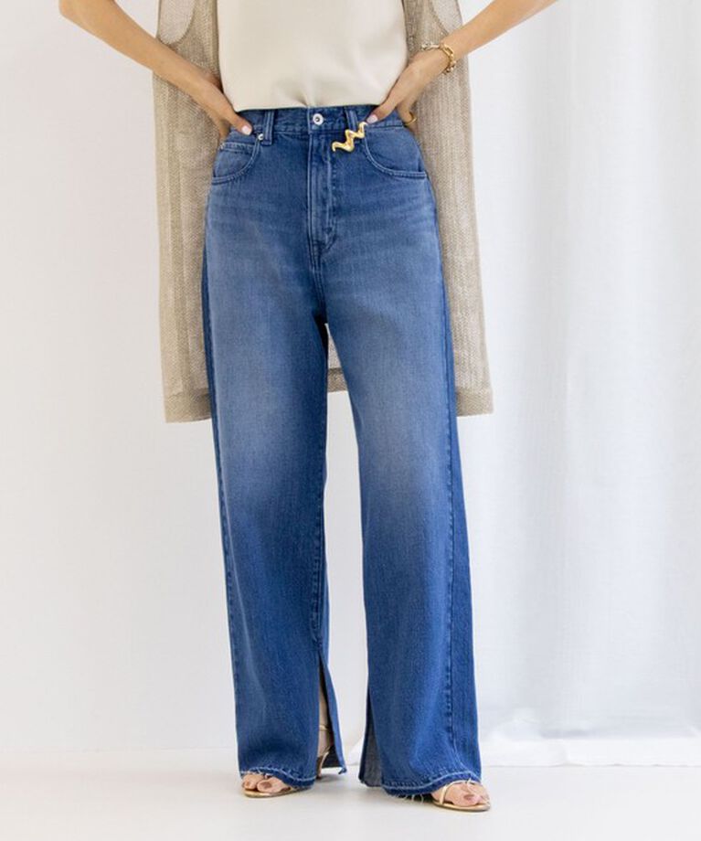 Rie Miller「＜飯豊まりえさん着用＞【RM denim】スリットフレアハイウエストデニム」|デニム|