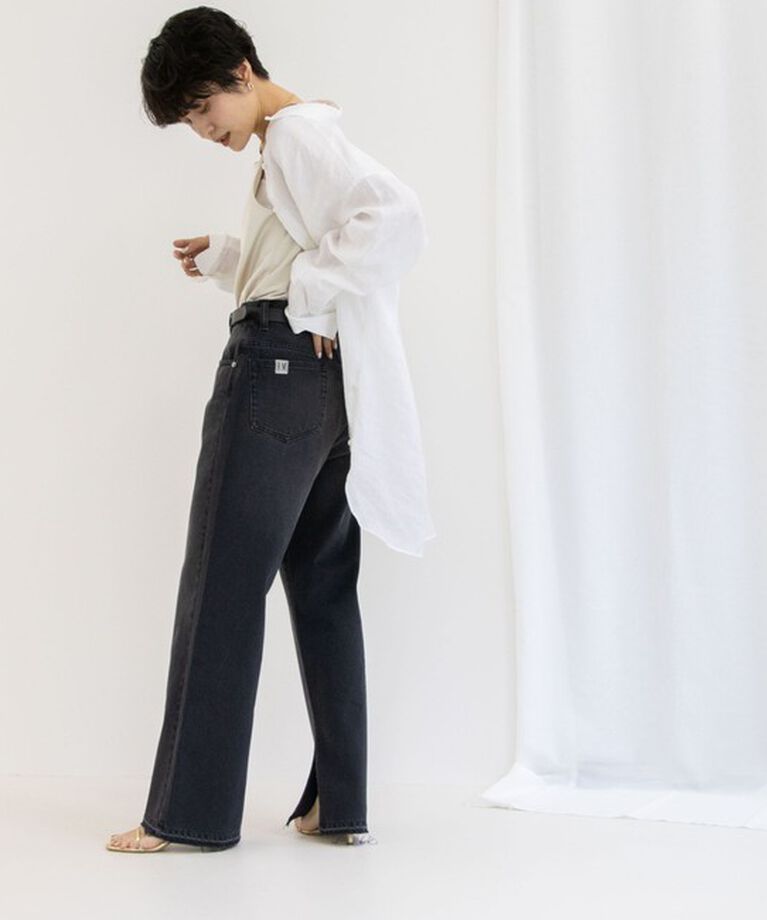 Rie Miller「＜飯豊まりえさん着用＞【RM denim】スリットフレアハイウエストデニム」|デニム|