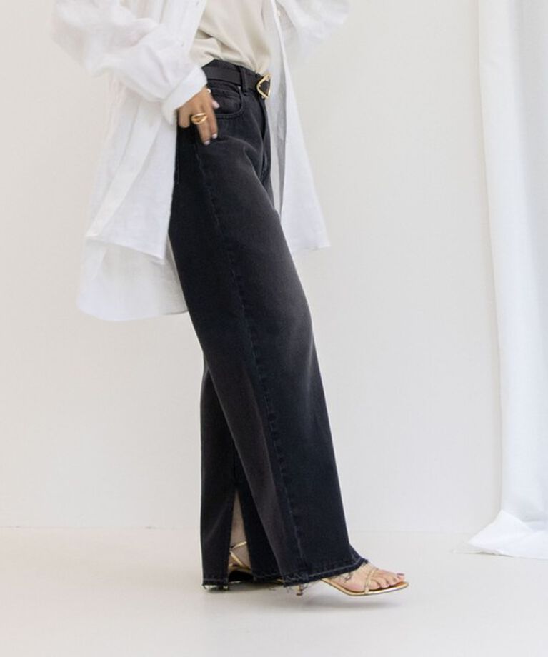 Rie Miller「＜飯豊まりえさん着用＞【RM denim】スリットフレアハイウエストデニム」|デニム|