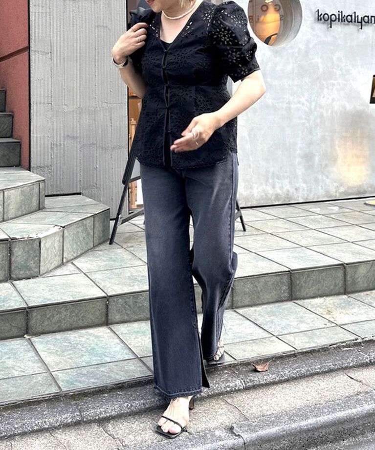 Rie Miller「＜飯豊まりえさん着用＞【RM denim】スリットフレアハイウエストデニム」|デニム|