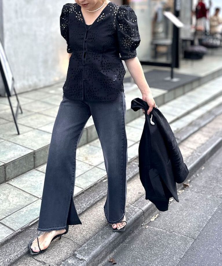 Rie Miller「＜飯豊まりえさん着用＞【RM denim】スリットフレアハイウエストデニム」|デニム|