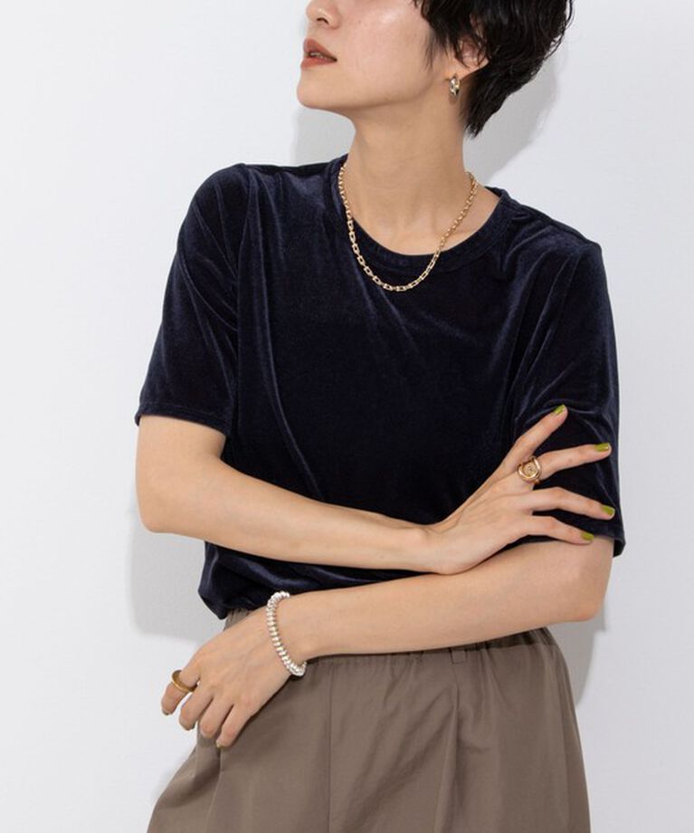 NOLLEY'S「シアーベロアTシャツ」|Tシャツ・カットソー|ネイビー