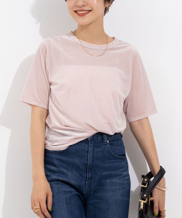 NOLLEY'S「シアーベロアTシャツ」|Tシャツ・カットソー|ベビーピンク
