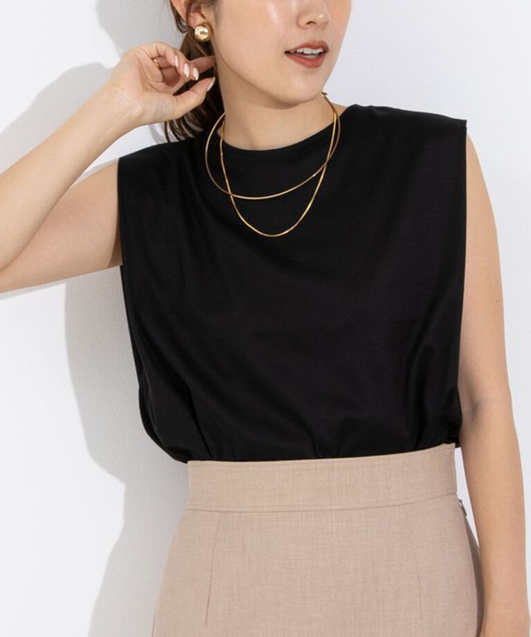NOLLEY'S「タックノースリーブプルオーバーカットソー」|Tシャツ・カットソー|ブラック