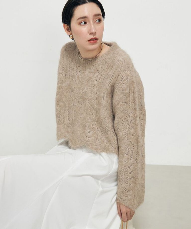 Laraaji「アルパカブレンド透かし柄プルオーバーニット」|ニット・セーター|