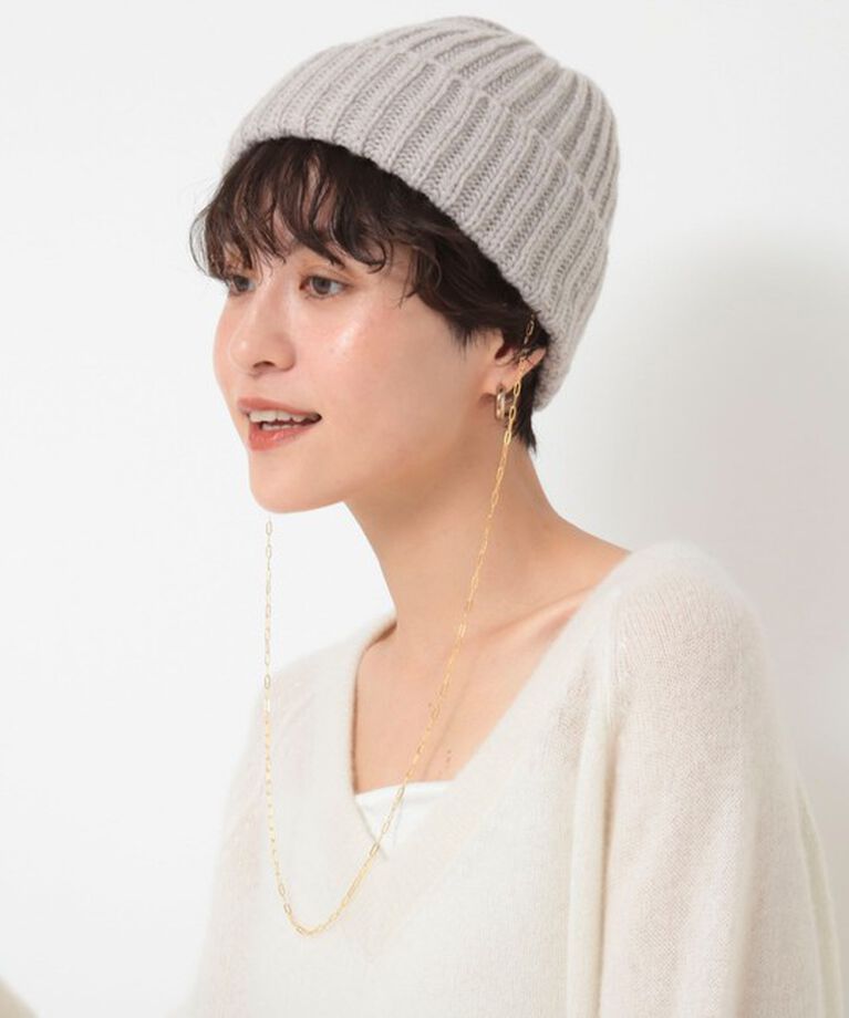 NOLLEY'S「【COSY/コージー】チェーン付リブボブキャップ」|ニット帽|
