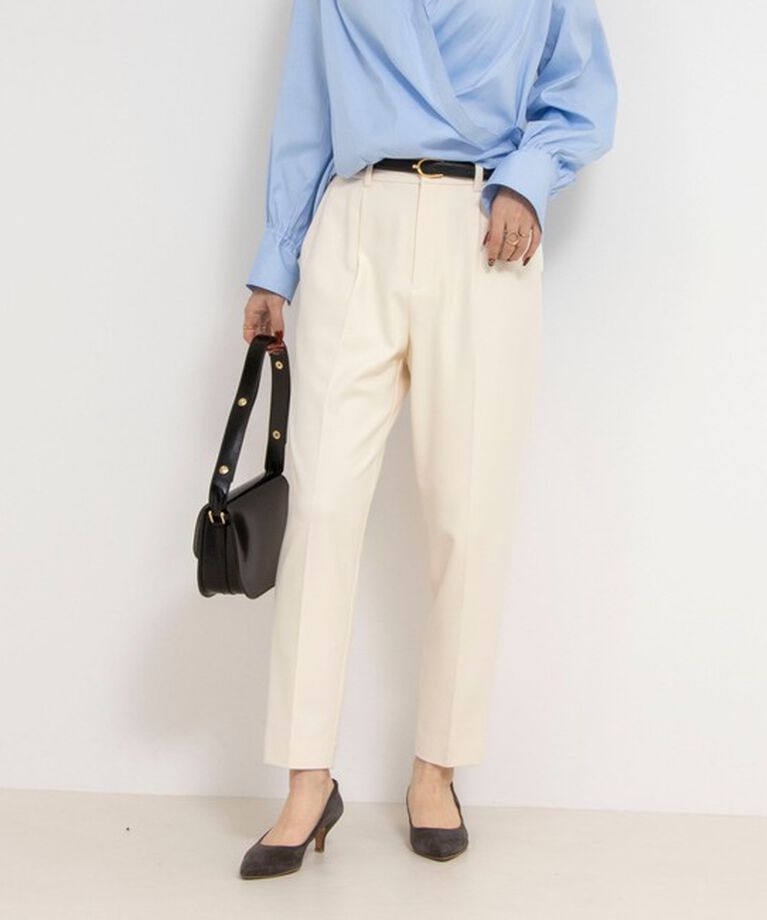 NOLLEY'S「ウォッシャブル裏起毛タックスリムパンツ」|その他|オフホワイト