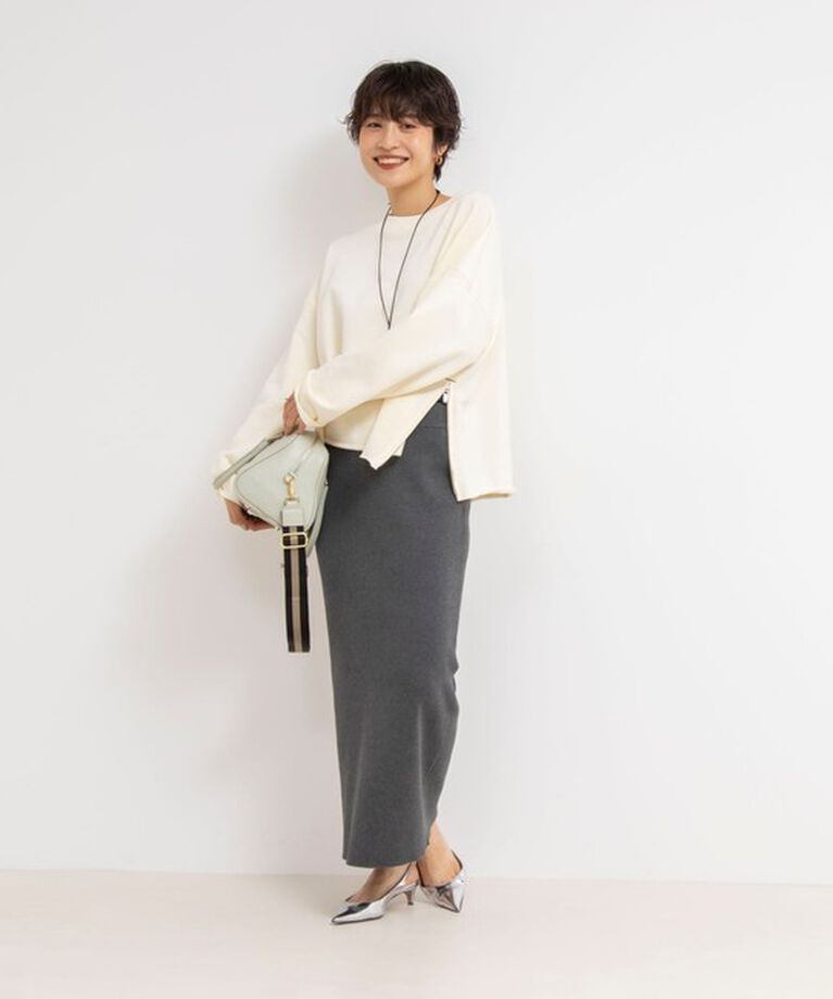 NOLLEY'S「【WEBスタッフ林&二見別注】《オールシーズン対応》着痩せ細リブニットタイトスカート」|タイト|