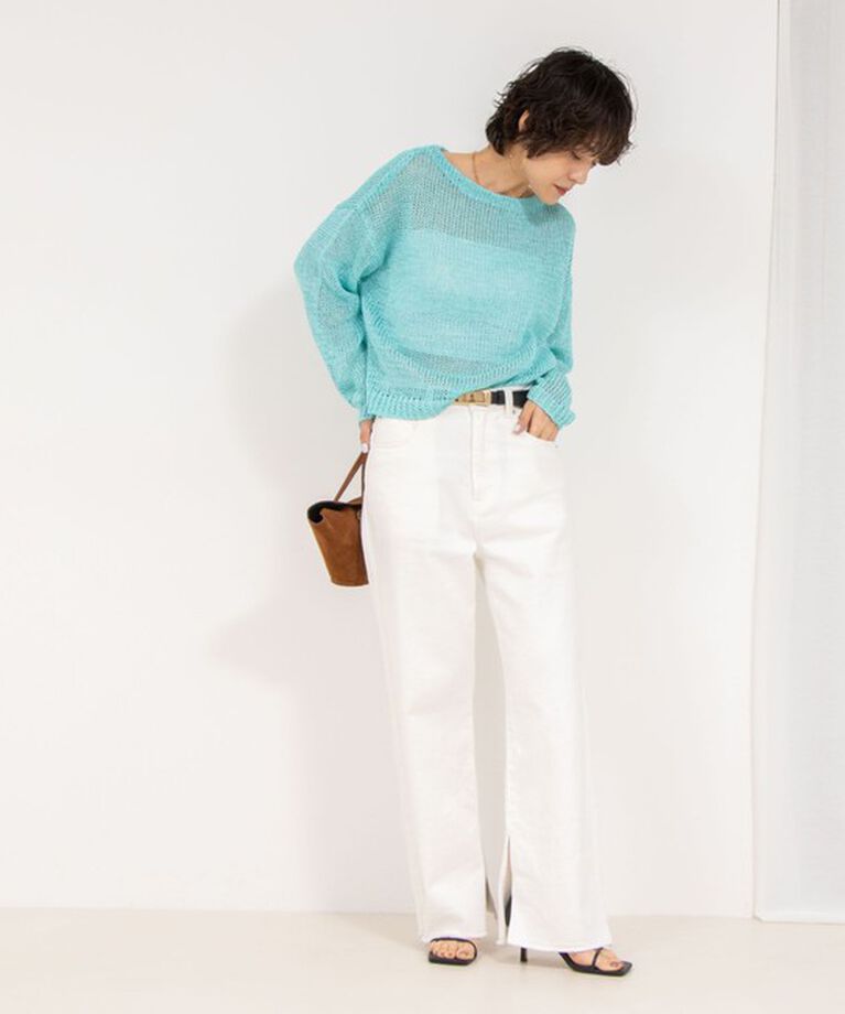 Rie Miller「【RM denim】スリットフレアハイウエストデニム」|デニム|