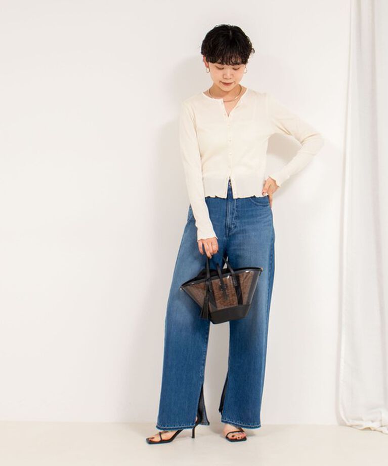 Rie Miller「【RM denim】スリットフレアハイウエストデニム」|デニム|