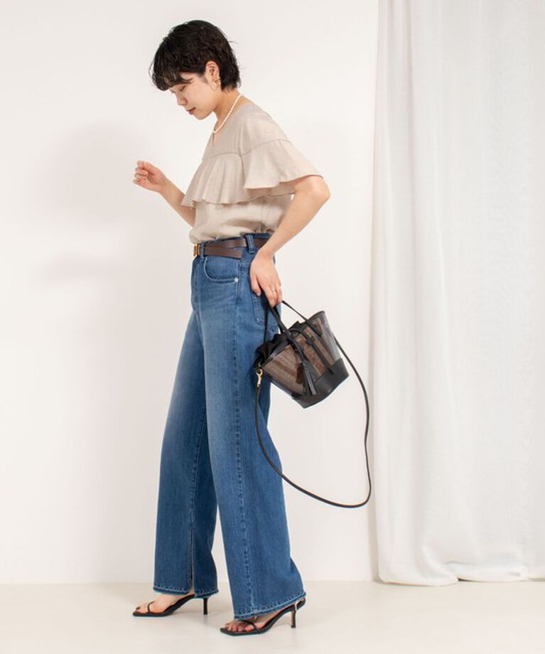 Rie Miller「【RM denim】スリットフレアハイウエストデニム」|デニム|