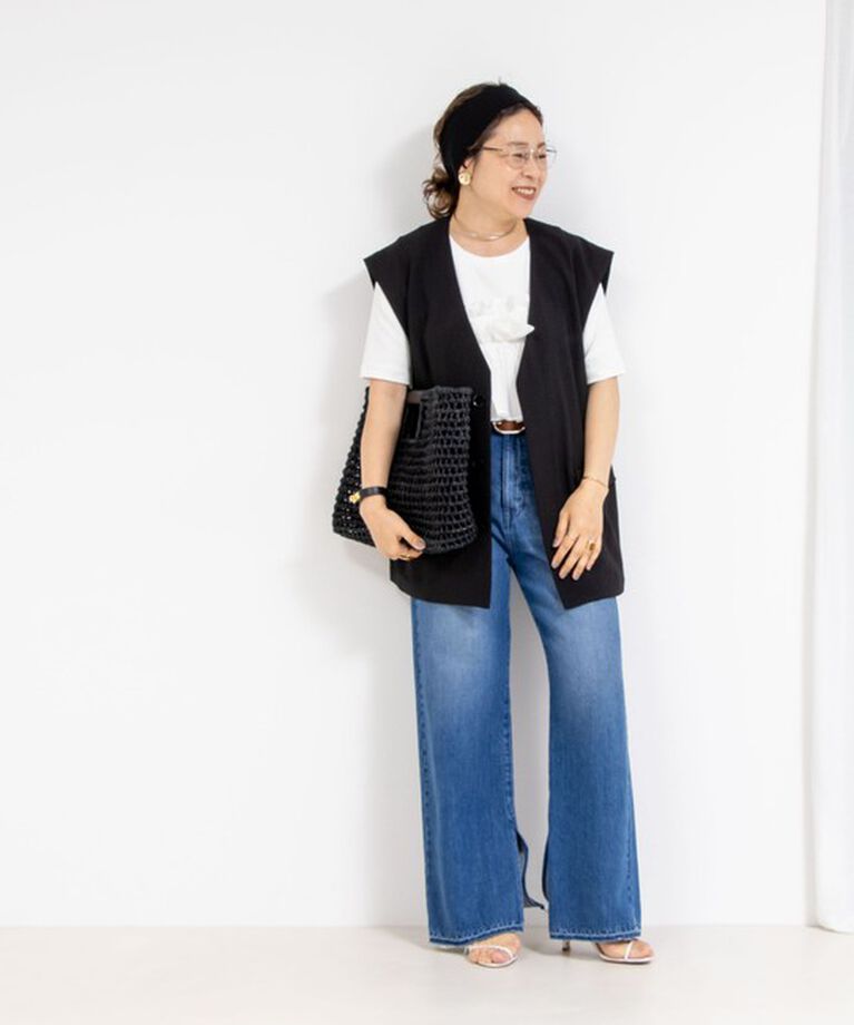 Rie Miller「【RM denim】スリットフレアハイウエストデニム」|デニム|