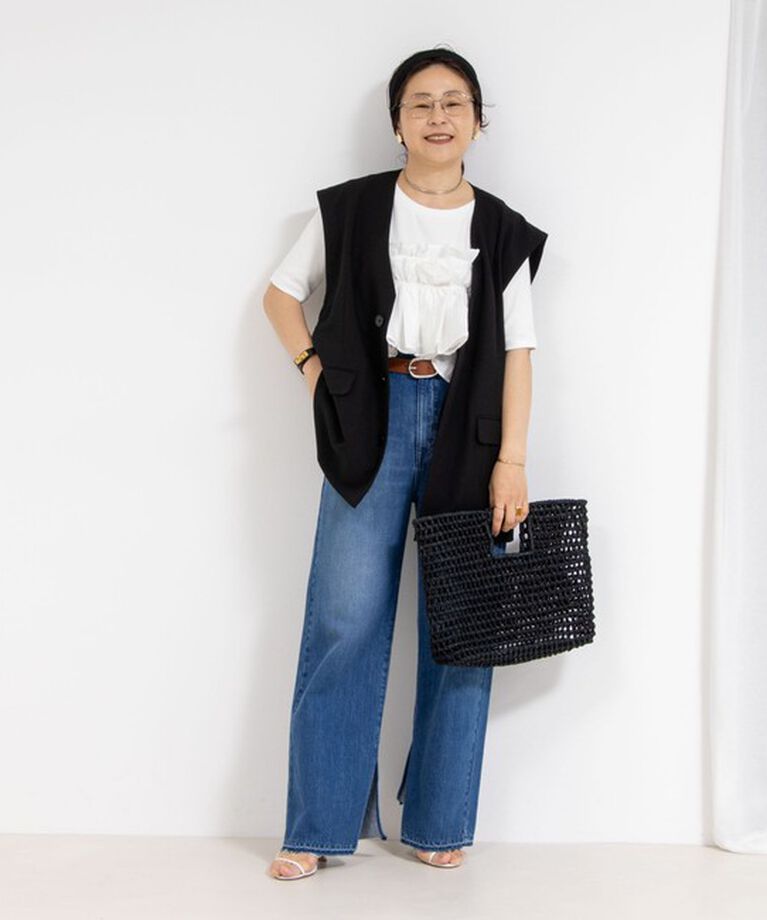 Rie Miller「【RM denim】スリットフレアハイウエストデニム」|デニム|