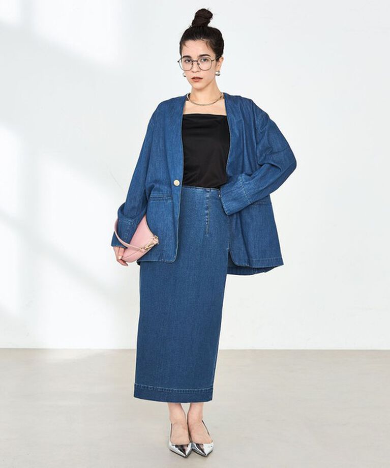 Rie Miller「【RM denim】スリットタイトデニムスカート」|タイト|