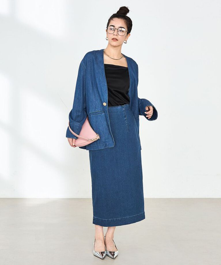 Rie Miller「【RM denim】スリットタイトデニムスカート」|タイト|