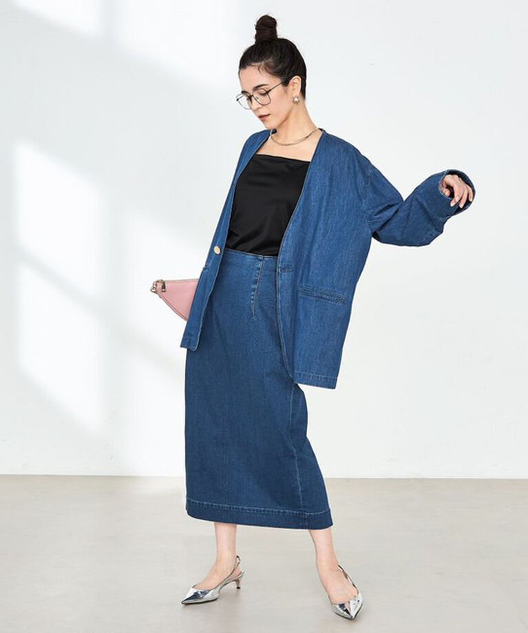 Rie Miller「【RM denim】スリットタイトデニムスカート」|タイト|