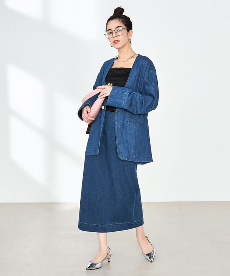 Rie Miller「【RM denim】スリットタイトデニムスカート」|タイト|