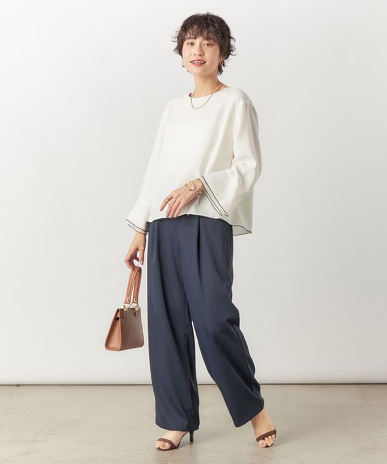 NOLLEY'S sophi「【追加】《オールシーズン対応》ウォッシャブルダブルクロスサテンイージーワイドパンツ」|その他|