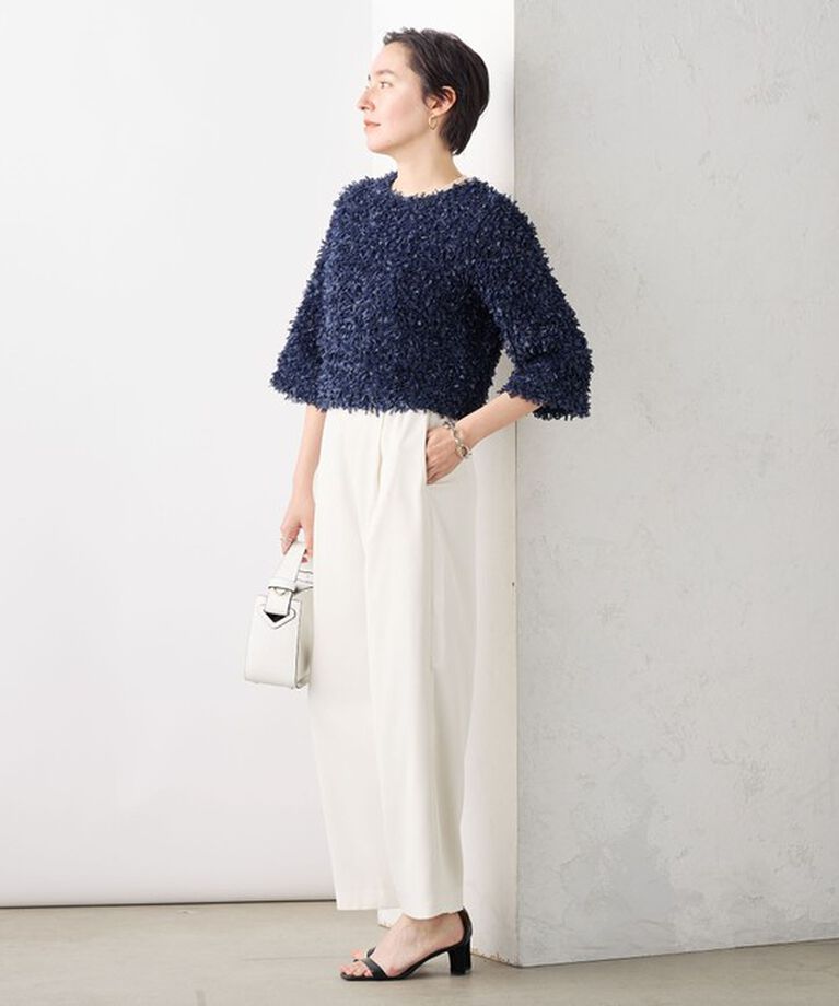 NOLLEY'S sophi「リボンニットツイードショートプルオーバーブラウス」|シャツ・ブラウス|