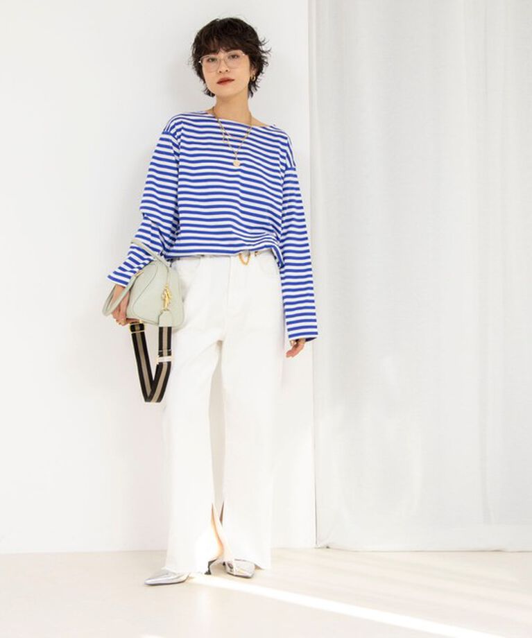 Rie Miller「《オールシーズン対応》GIZA COTTON天竺ボーダープルオーバーカットソー」|Tシャツ・カットソー|