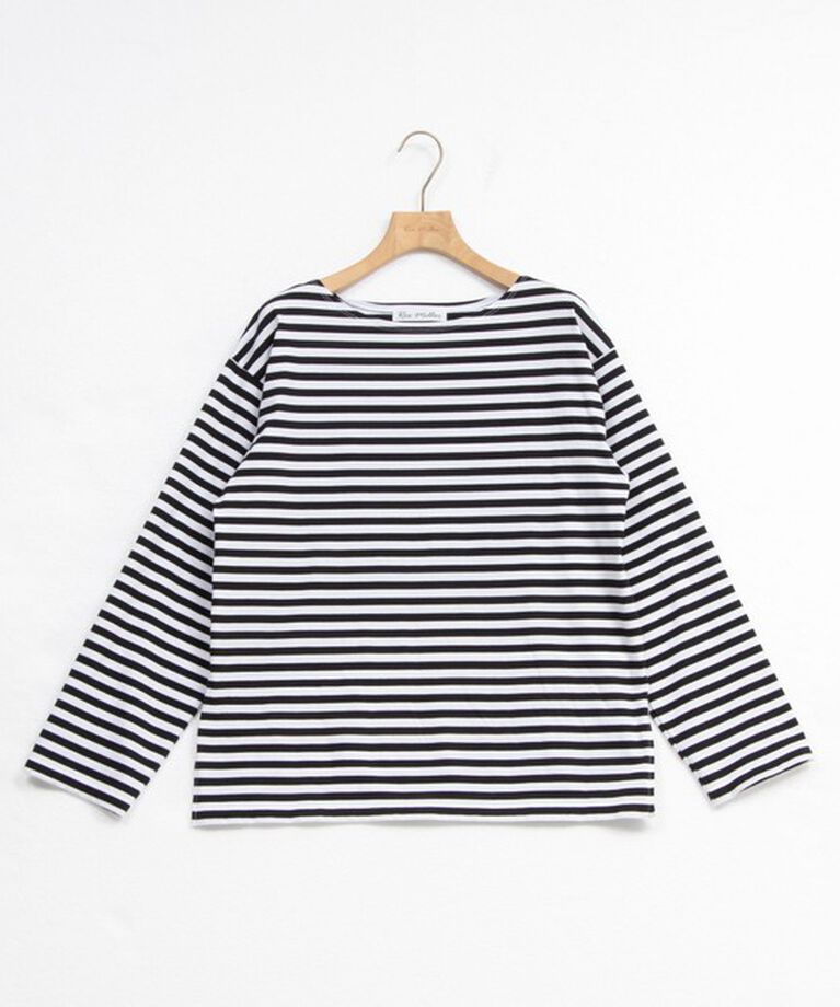 Rie Miller「《オールシーズン対応》GIZA COTTON天竺ボーダープルオーバーカットソー」|Tシャツ・カットソー|