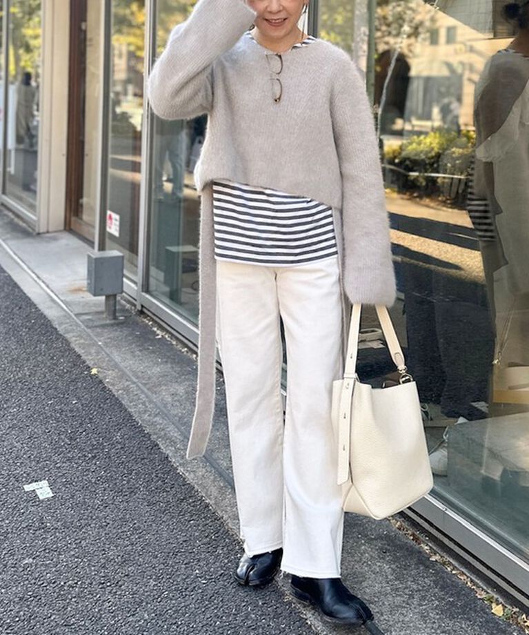 Rie Miller「《オールシーズン対応》GIZA COTTON天竺ボーダープルオーバーカットソー」|Tシャツ・カットソー|
