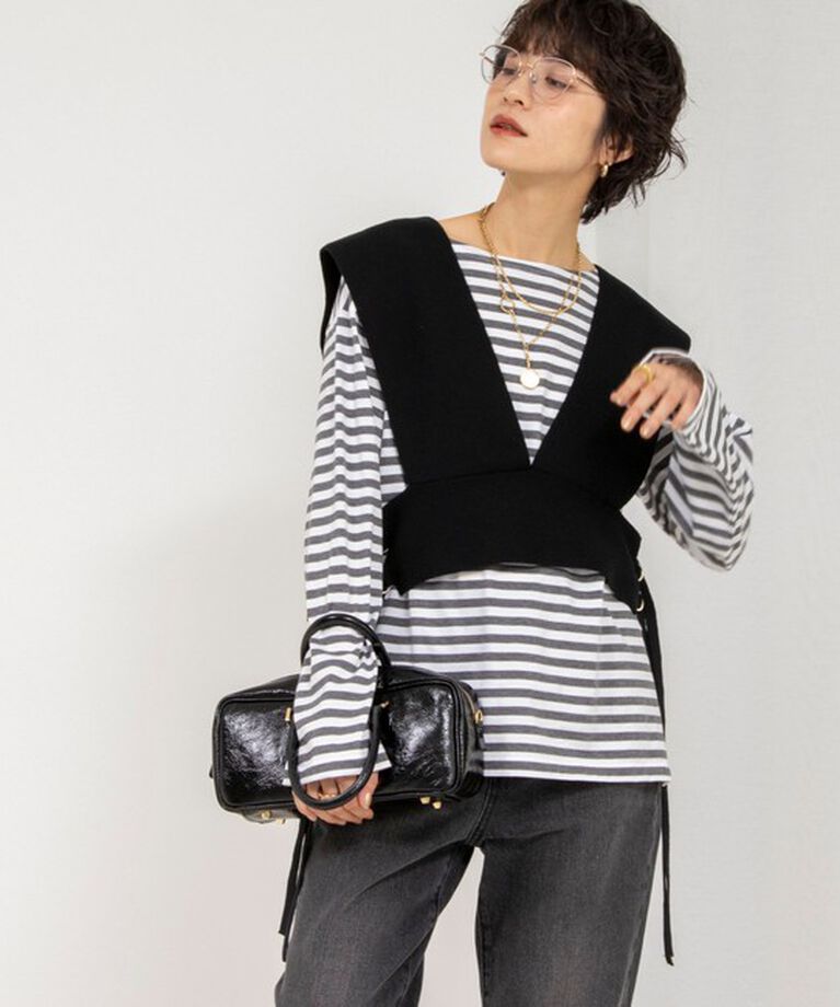 Rie Miller「《オールシーズン対応》GIZA COTTON天竺ボーダープルオーバーカットソー」|Tシャツ・カットソー|
