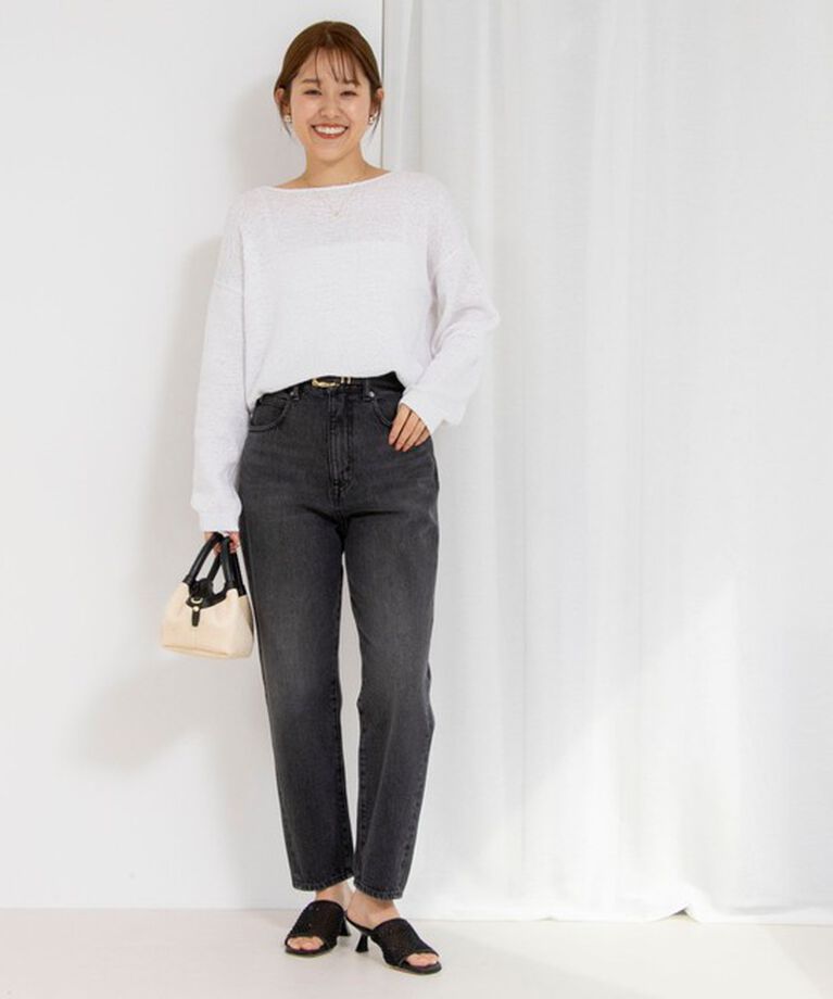 Rie Miller「《手洗い可能》テープヤーンボートネックプルオーバーニット」|ニット・セーター|