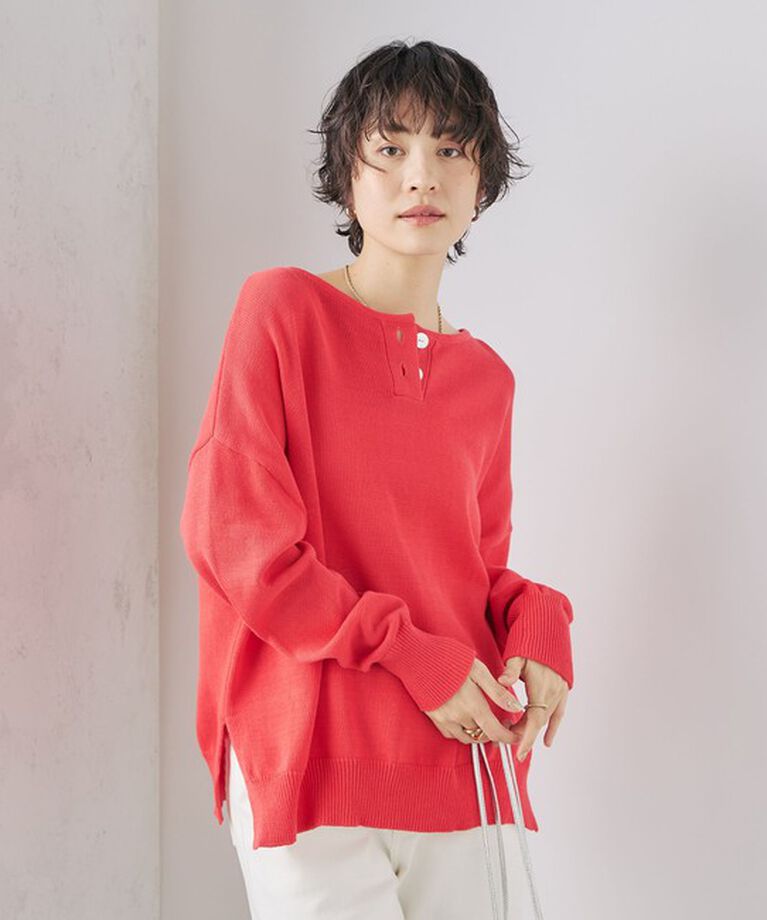 NOLLEY'S「《手洗い可能》ギマコットンヘンリー2WAYプルオーバーニット」|ニット・セーター|