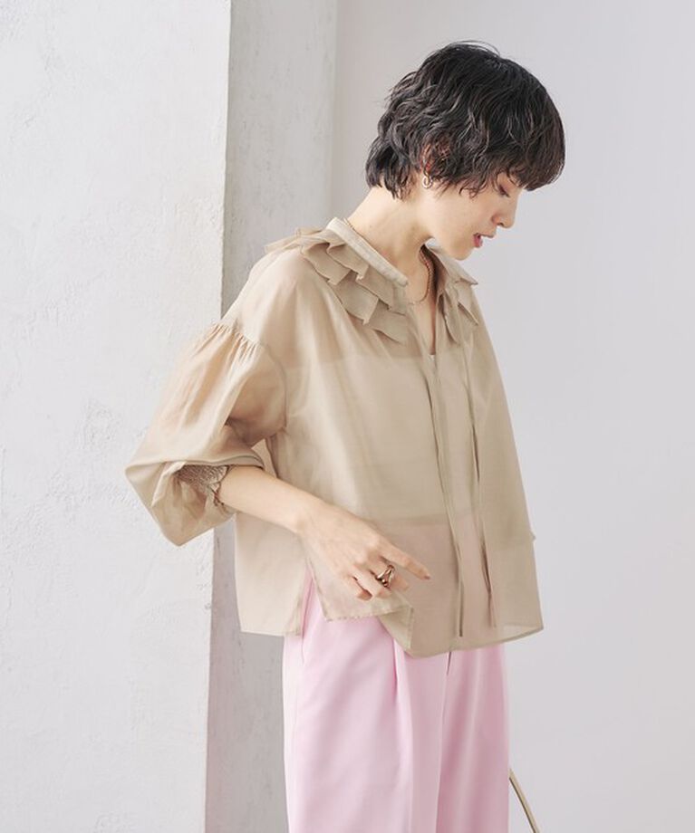 NOLLEY'S「ラッフル衿シアーブラウス」|シャツ・ブラウス|