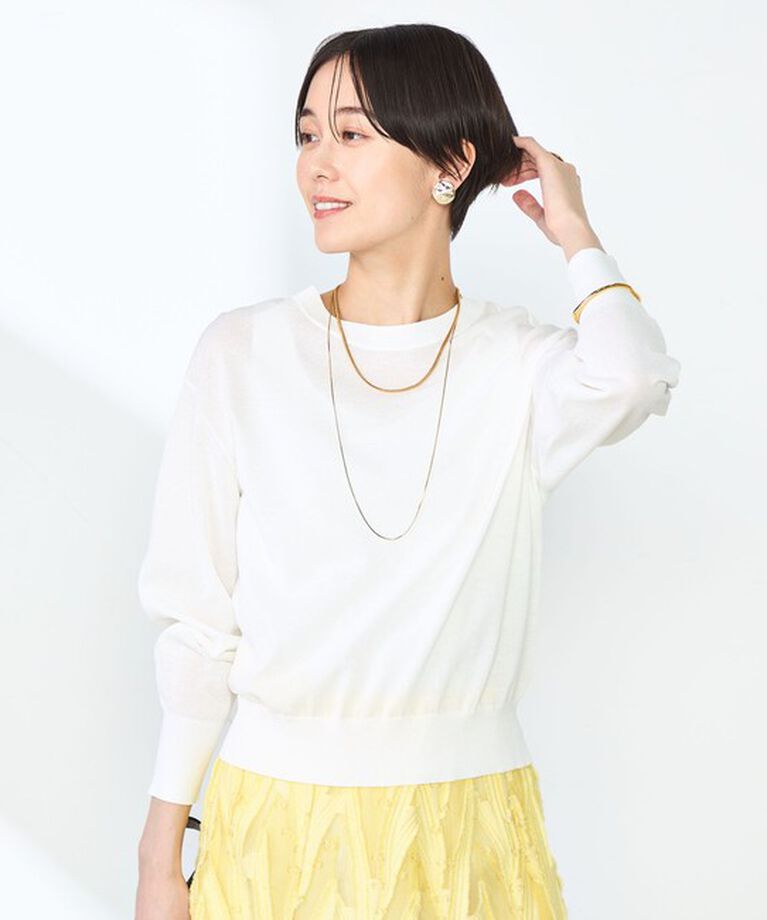NOLLEY'S sophi「《手洗い可能》綿混シアー2WAYニット」|ニット・セーター|ホワイト