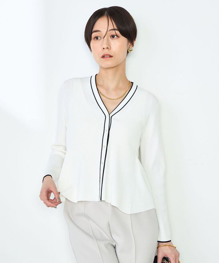 NOLLEY'S sophi「【追加】《手洗い可能》マルチファンクションリブフレアVネックカーディガン」|カーディガン|