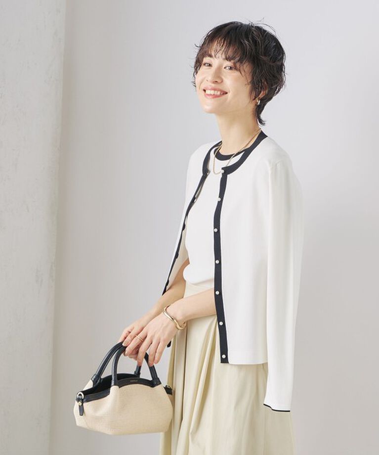 NOLLEY'S sophi「《アンサンブル対応》《手洗い可能》マルチファンクションクルーネックカーディガン」|カーディガン|ホワイト