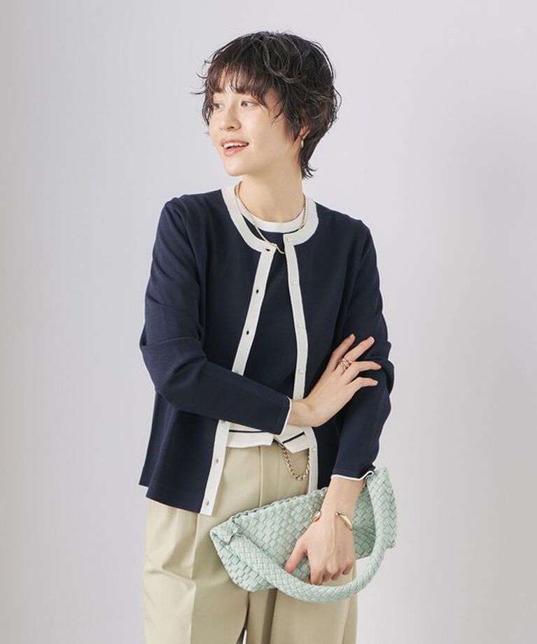 NOLLEY'S sophi「《アンサンブル対応》《手洗い可能》マルチファンクションクルーネックカーディガン」|カーディガン|ダークネイビー