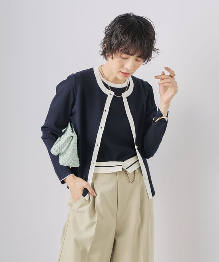 NOLLEY'S sophi「《アンサンブル対応》《手洗い可能》マルチファンクションクルーネックカーディガン」|カーディガン|
