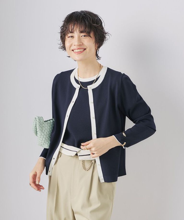NOLLEY'S sophi「《アンサンブル対応》《手洗い可能》マルチファンクションクルーネックカーディガン」|カーディガン|