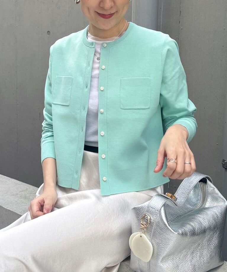 NOLLEY'S「《アンサンブル対応》《手洗い可能》コットンミラノリブカーディガン」|カーディガン|ミントグリーン