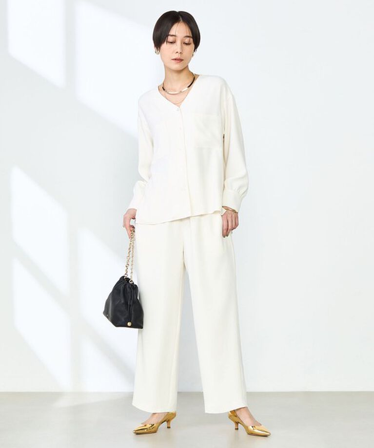 NOLLEY'S「《セットアップ対応》ニュアンスジョーゼットセミワイドパンツ」|その他|