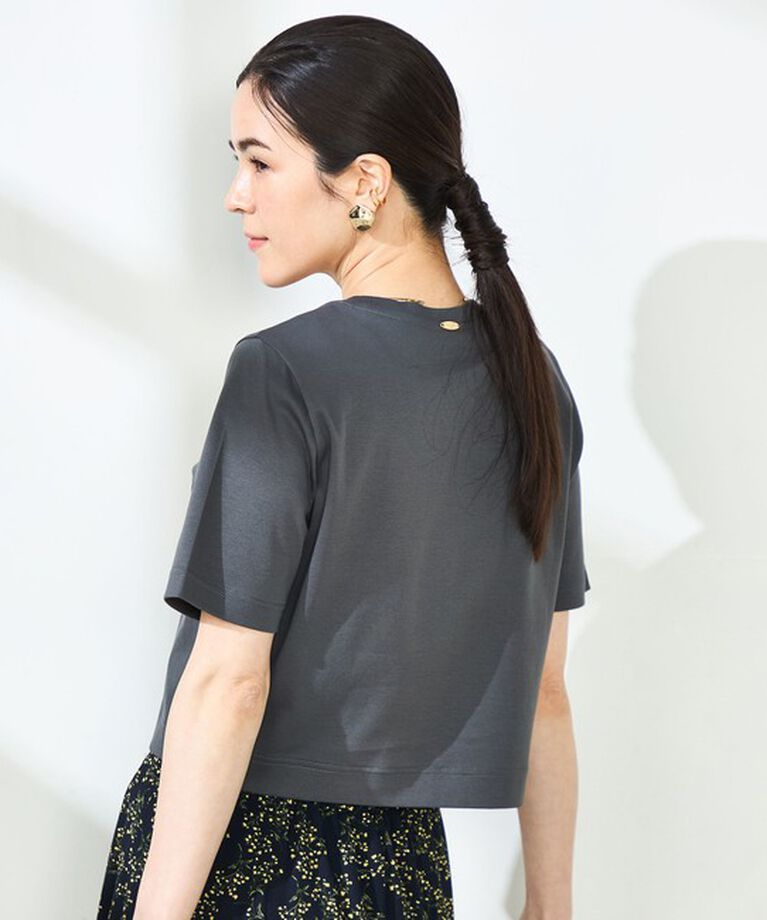 NOLLEY'S sophi「【汗染み防止/防シワ】W&W ショート丈Tシャツ」|Tシャツ・カットソー|チャコールグレー