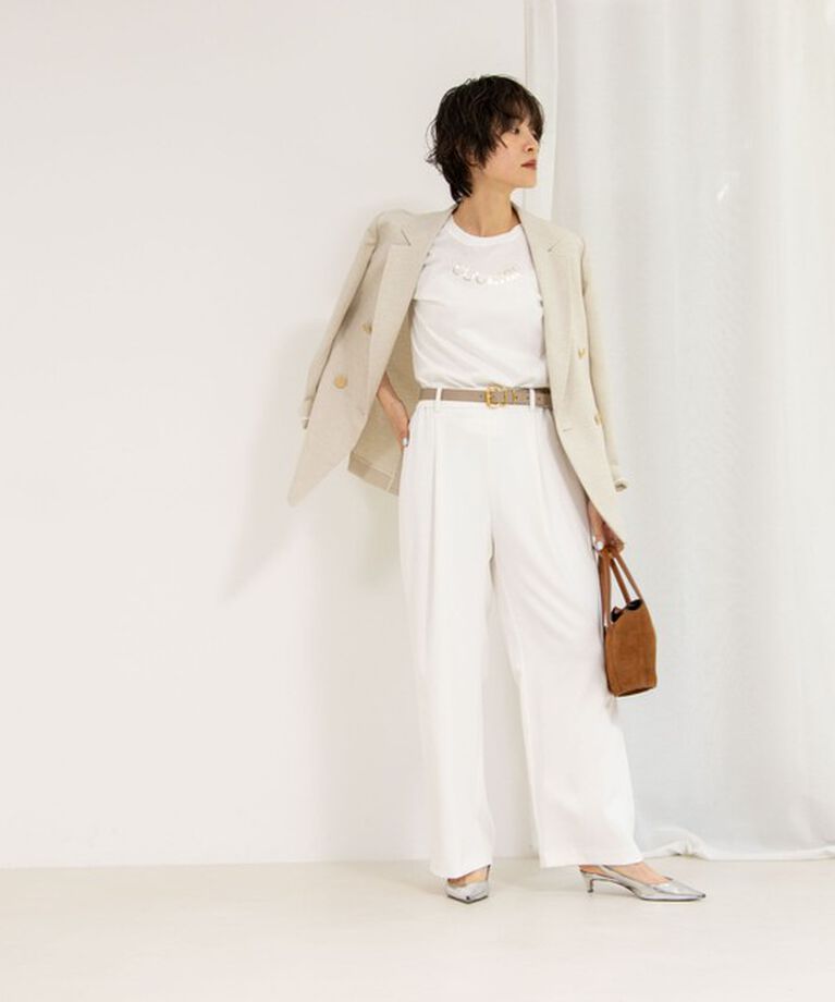 NOLLEY'S sophi「《セットアップ対応》ウォッシャブルツイルイージータックワイドパンツ」|その他|