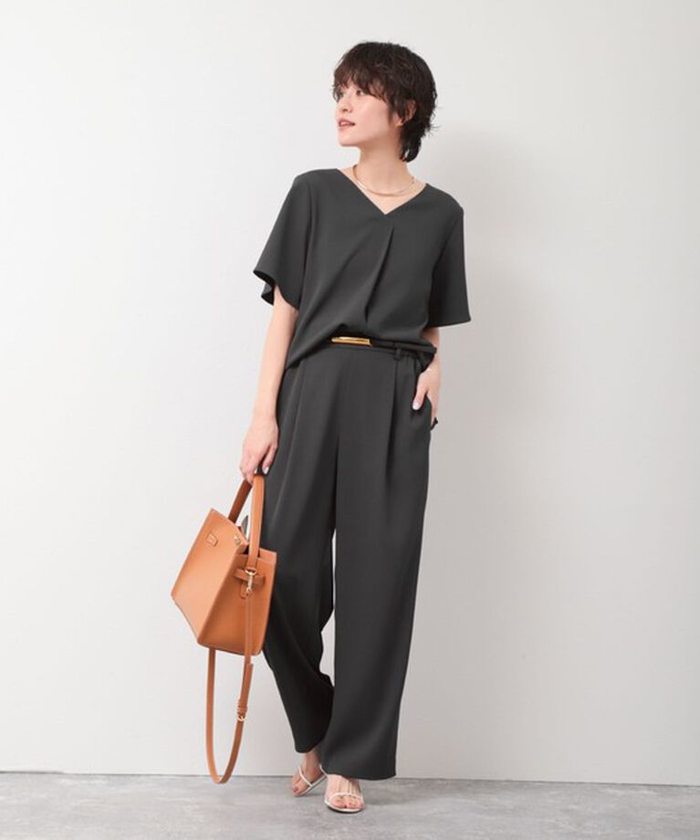 NOLLEY'S sophi「《セットアップ対応》ウォッシャブルツイルイージータックワイドパンツ」|その他|