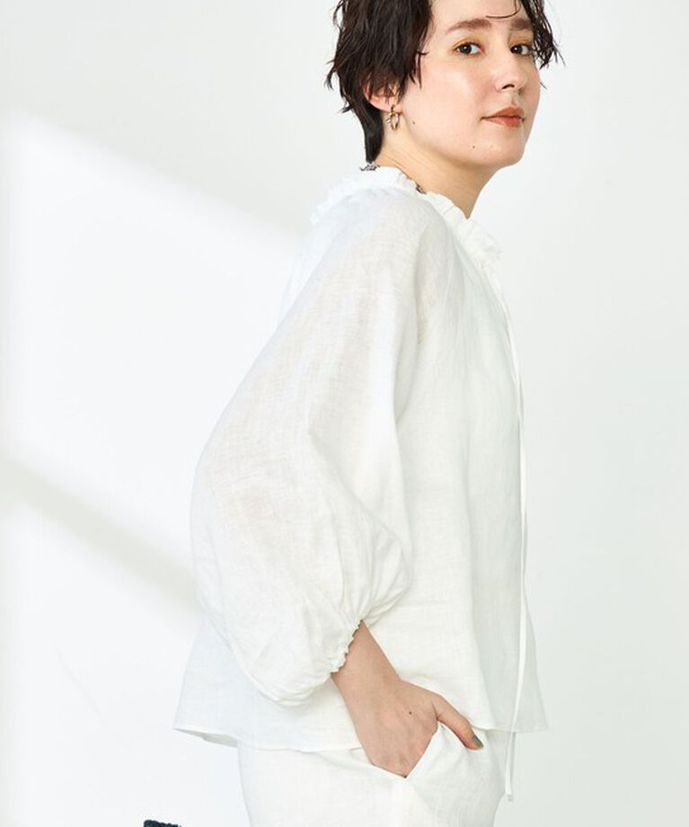 NOLLEY'S「《セットアップ対応》リネンフリル衿ブラウス」|シャツ・ブラウス|